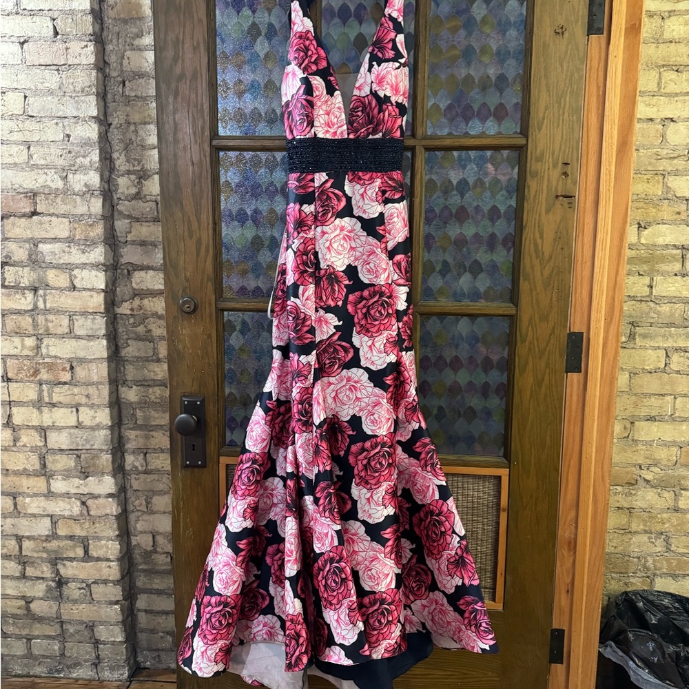 Camille La Vie Pink Floral Prom Dress